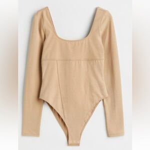 H&M Beige Long Sleeve Bodysuit